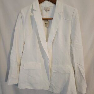 Women's White Blazer Ann Taylor Loft NWT 12p Petite Silky Shiny Fabric